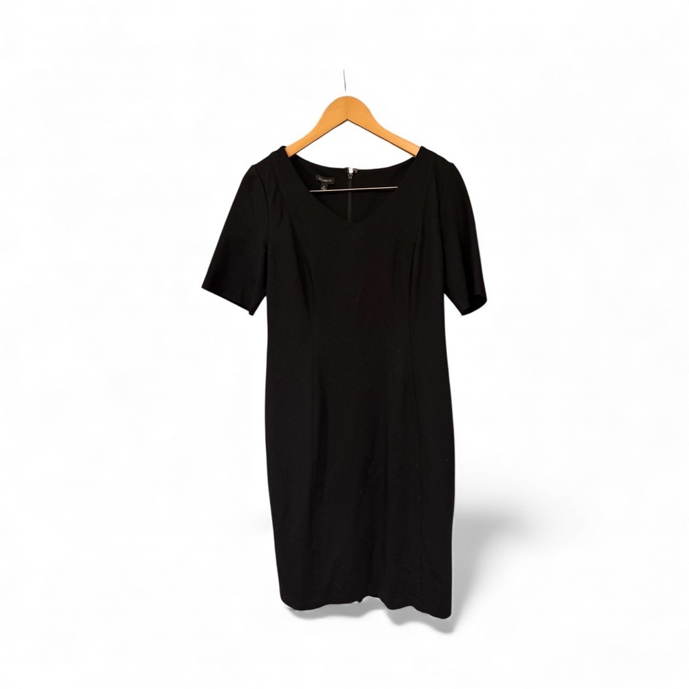 Dark academia Talbots Black Short Sleeve V Neck‎ Dress Size 6 Business Casual